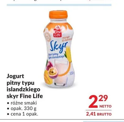 Jogurt pitny typu islandzkiego skyr Fine Life promocja w Makro