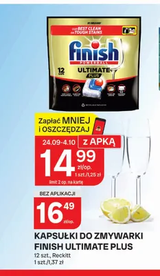 Kapsułki do zmywarki Finish Ultimate Plus promocja w Chorten