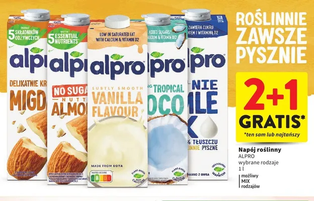 Napój roślinny owsiany Alpro Nie Mleko promocja w Intermarche