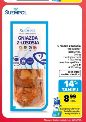 Gniazda z łososia wędzone Suempol promocja w Carrefour