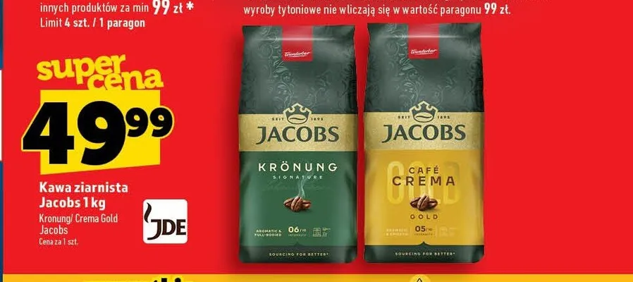 Kawa ziarnista Jacobs Café Crema Gold promocja w TOPAZ