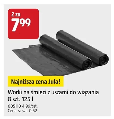 Worki na śmieci z uszami do wiązania 125l promocja w Jula