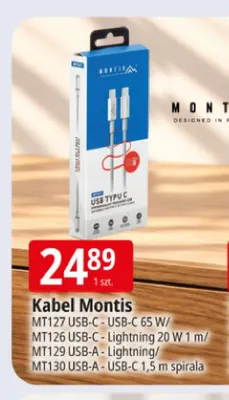 Kabel Montis MT130 USB-A - USB-C 1,5 m spirala promocja w Leclerc