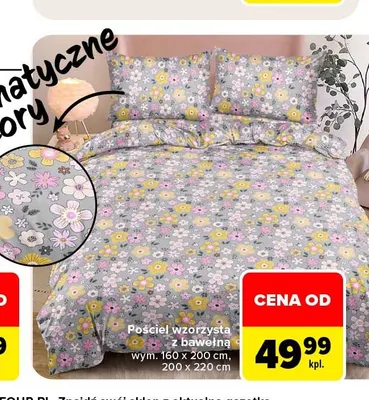 Pościel wzorzysta z bawełną 200x220 cm promocja w Carrefour