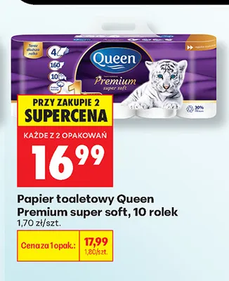 Papier toaletowy Queen Premium super soft 10-pak promocja w Biedronka