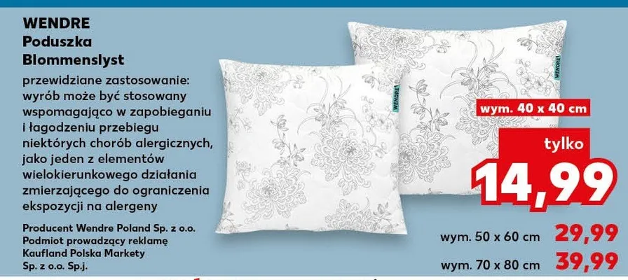 Poduszka Blommenslyst 70x80 cm promocja w Kaufland