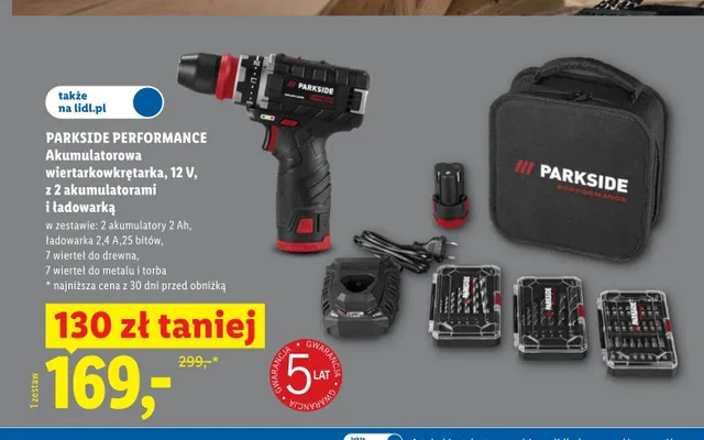 Wiertarkowkrętarka akumulatorowa Parkside Performance promocja w Lidl
