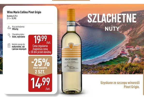 Wino Mario Collina Pinot Grigio promocja w Aldi