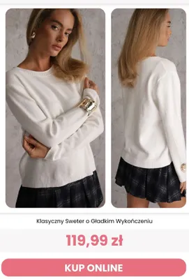 Klasyczny sweter o gładkim wykończeniu Renee promocja w Renee
