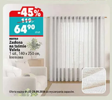 Zasłona na taśmie Restilo Valeta promocja w Biedronka