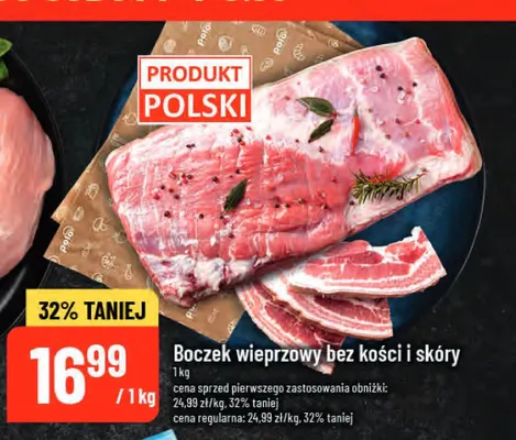 Boczek wieprzowy bez kości i skóry promocja w POLOmarket