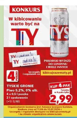 Piwo bezalkoholowe Tyskie 4-pak promocja w Kaufland