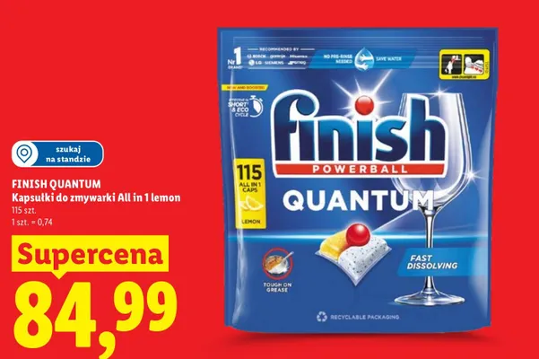 Kapsułki do zmywarki Finish Quantum All in 1 lemon promocja w Lidl