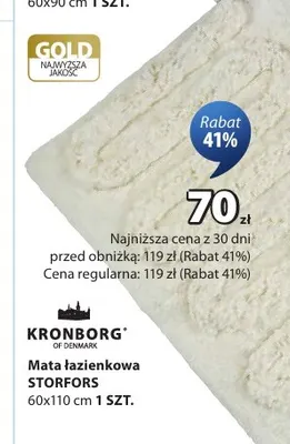 Mata łazienkowa Storfors 60x110 cm Kronborg promocja w Jysk