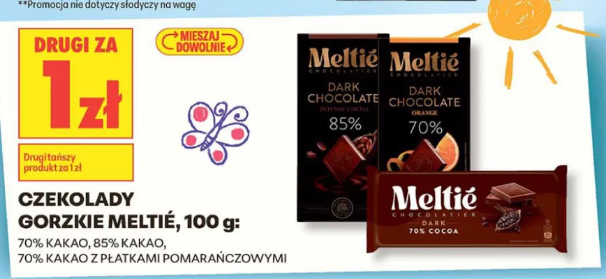 Czekolada gorzka Meltié 70% kakao promocja w Biedronka