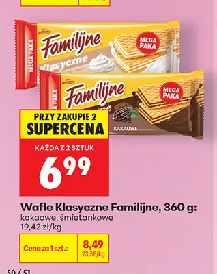Wafle Familijne Klasyczne kakaowe promocja w Biedronka