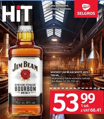 Whisky Jim Beam White 40% 700 ml promocja w Selgros