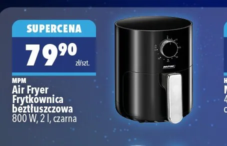 Air Fryer Frytkownica beztłuszczowa MPM 800W 2l czarna promocja w Biedronka Home