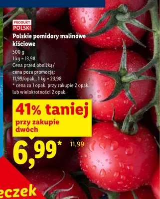 Pomidory malinowe kiściowe polskie promocja w Lidl
