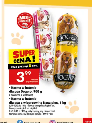 Karma w batonie dla psa Dogero z wołowiną promocja w Twój Market