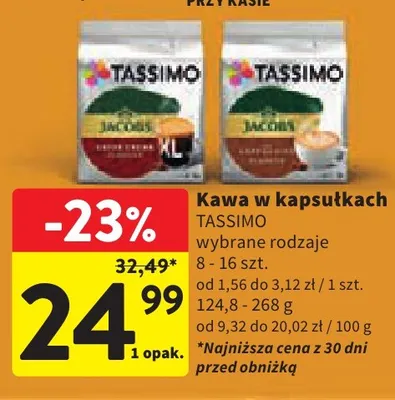 Kawa w kapsułkach Tassimo promocja w Intermarche