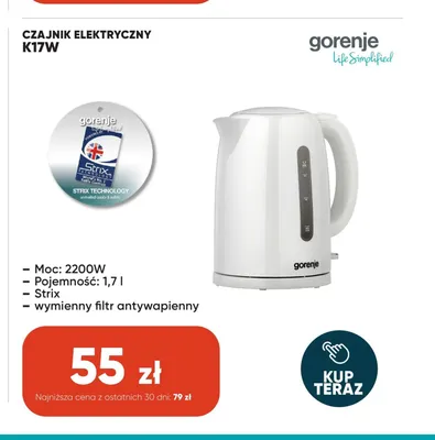 Czajnik elektryczny Gorenje K17W promocja w Max Elektro