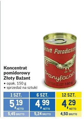 Koncentrat pomidorowy Złoty Bażant promocja w Makro
