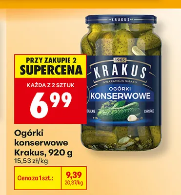 Ogórki konserwowe Krakus promocja w Biedronka