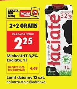 Mleko UHT 3.2% Łaciate promocja w Biedronka