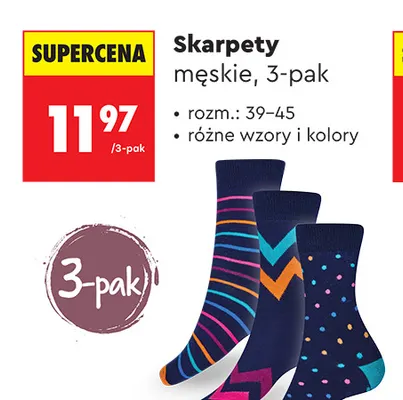 Skarpety męskie 3-pak Clevé promocja w Biedronka