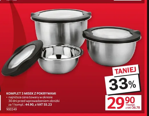 Komplet 3 misek z pokrywami promocja w Selgros