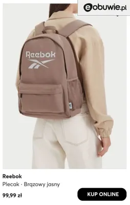 Plecak Reebok brązowy jasny promocja w eobuwie.pl
