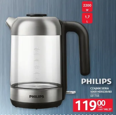 Czajnik Seria 5000 HD9339/80 Philips 681708 promocja w Selgros