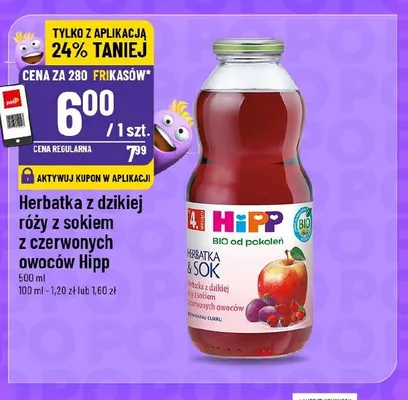 Herbatka z dzikiej róży z sokiem z czerwonych owoców Hipp promocja w POLOmarket