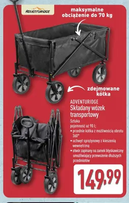 Składany wózek transportowy Adventuridge promocja w Aldi