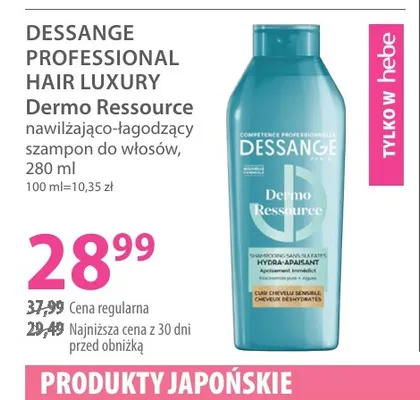 Szampon do włosów nawilżająco-łagodzący Dermo Ressource Dessange Professional Hair Luxury promocja w Hebe