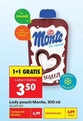 Lody pouch Monte promocja w Biedronka