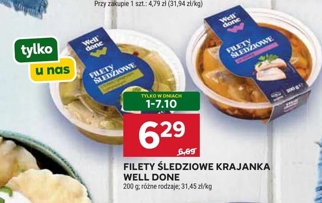 Filety śledziowe krajanka Well Done promocja w Stokrotka