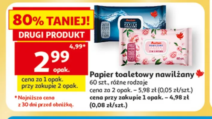 Papier toaletowy nawilżany Auchan promocja w Auchan