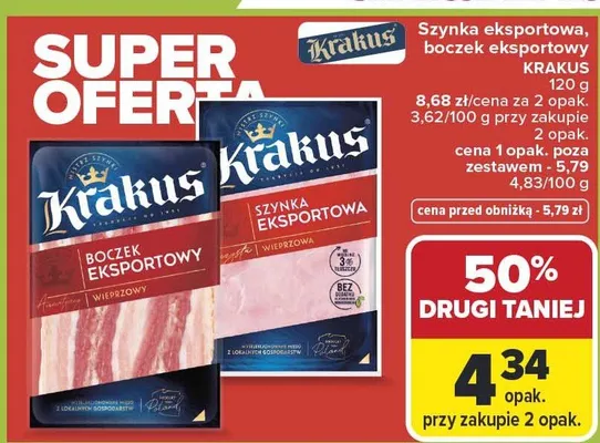 Szynka eksportowa, boczek eksportowy promocja w Carrefour Market