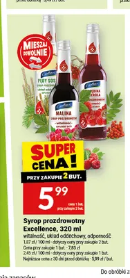 Syrop prozdrowotny Excellence odporność promocja w Twój Market
