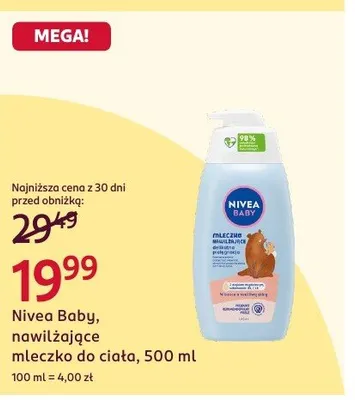 Nawilżające mleczko do ciała Nivea Baby promocja w Rossmann