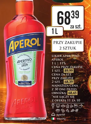 Likier Aperitivo Aperol promocja w Dino