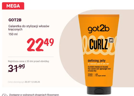 Galaretka do stylizacji włosów kręconych Got2b Curlz promocja w Rossmann