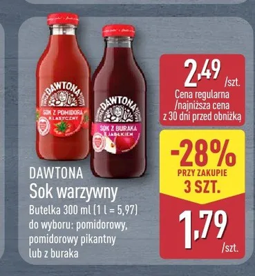 Sok warzywny Dawtona z buraka z jabłkiem promocja w Aldi