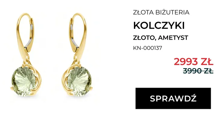 Kolczyki Briju złoto, ametyst promocja w Briju