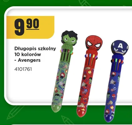 Długopis szkolny 10 kolorów Avengers promocja w MR. DIY