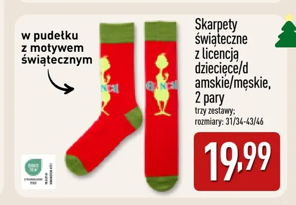 Skarpety świąteczne z licencją dziecięce 2-pak promocja w Aldi