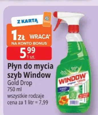 Płyn do mycia szyb Window Gold Drop promocja w Leclerc