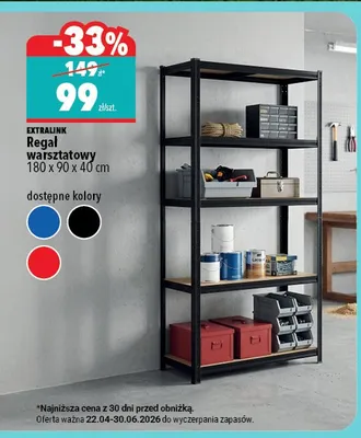 Regał warsztatowy EXTRALINK 180x90x40cm promocja w Biedronka Home